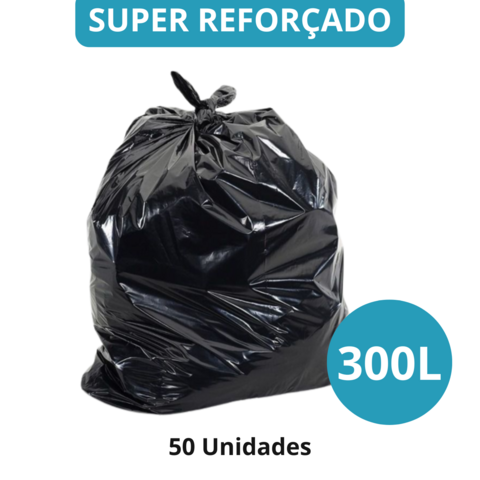 Saco Lixo 300 Litros Preto Reforçado 50 Unidades