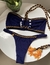 Conjunto de Biquíni Zhara Texturizado com Detalhes Bordados e Conchinhas - cor Azul - comprar online