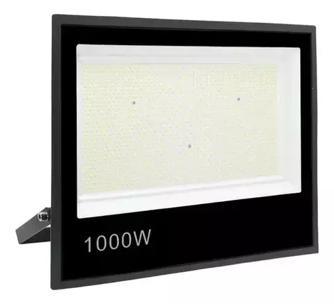 Refletor Led 1000w 127/220V - Carcaça Preta Luz Branco-Frio IP65/IP66 A prova D'Água