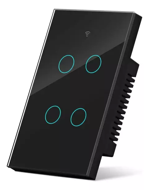 interruptor inteligente wifi 4 botões led alexa google home (cor preta ) 4x2