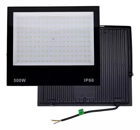 Refletor Led 500w 127/220V - Carcaça Preta Luz Branco-Frio IP65/IP66 A prova D'Água