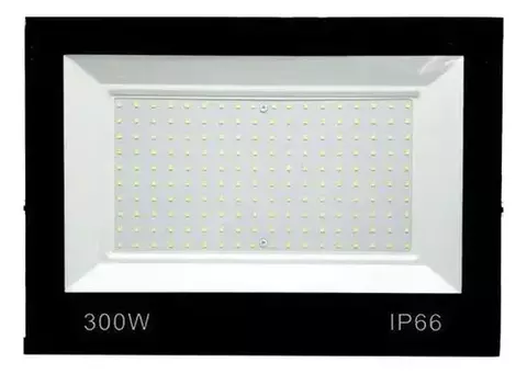 Refletor Led 300w 127/220V - Carcaça Preta Luz Branco-Frio IP65/IP66 A prova D'Água