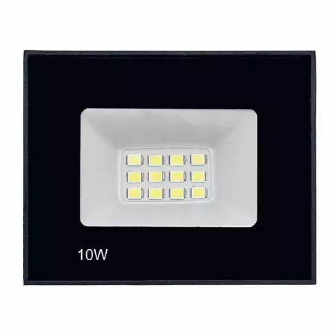 Refletor Led 10w 127/220V - Carcaça Preta Luz Branco-Frio IP65/IP66 A prova D'Água