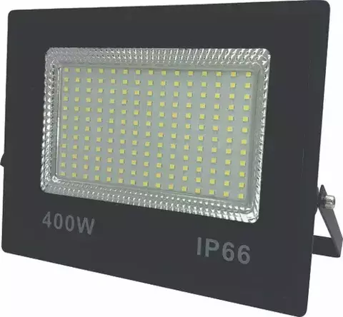 Refletor Led 400w 127/220V - Carcaça Preta Luz Branco-Frio IP65/IP66 A prova D'Água