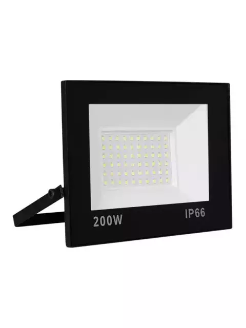 Refletor Led 200w 127/220V - Carcaça Preta Luz Branco-Frio IP65/IP66 A prova D'Água