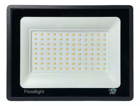Refletor Led 300w 127/220V - Carcaça Preta Luz Branco-Quente IP65/IP66 A prova D'Água