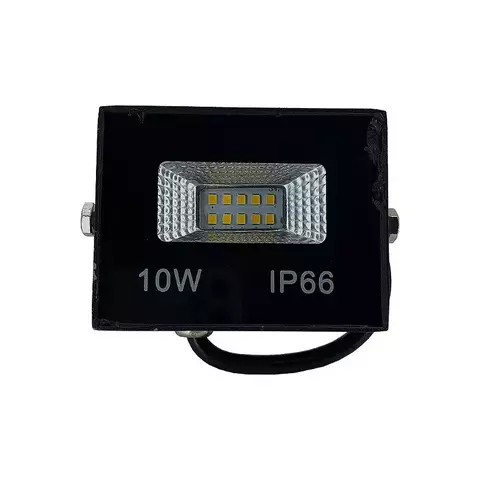Refletor Led 10w 127/220V - Carcaça Preta Luz Branco-quente IP65/IP66 A prova D'Água