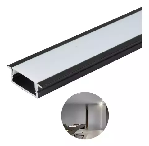 Perfil Alumínio Embutir 30mm Largura X 10mm Altura 2mm ( Cor Preto )