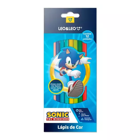 LÁPIS DE COR CORES DOS PERSONAGENS SONIC 12 CORES TRIANGULAR LEO&LEO - comprar online