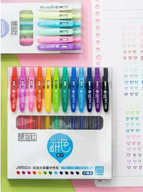 Kit 12 Canetas Jelly Pen Color 0.5 mm