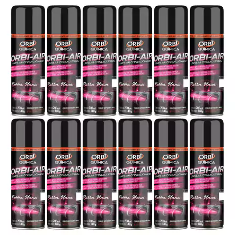 Kit 12 Unidades Higienizador Limpa Ar Condicionado Automotivo Orbi-air Carro Novo