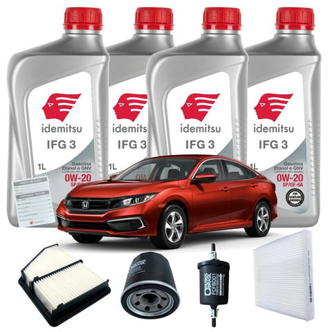 Kit Revisão Troca De Óleo 0w20 Honda Civic 2.0 2016 2017 2018 2019 2020 2021