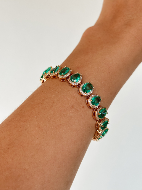 Pulseira Banhada a Ouro Verde Turmalina - comprar online