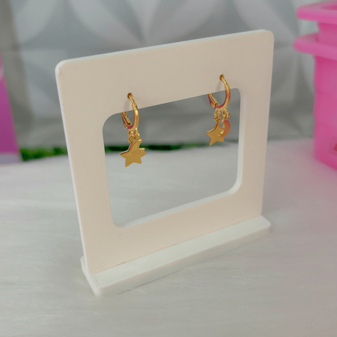 Argolinha estrela com lua - Banhada a Ouro - comprar online
