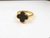 Anel Trevo Preto Regulável - Folheado Dourado