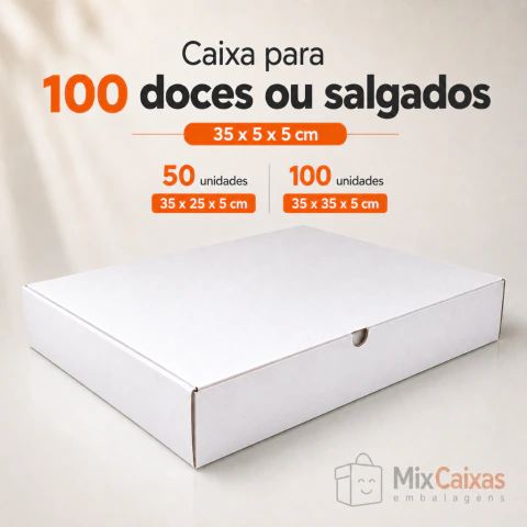 Kit Caixa para 100 e 50 Doces e Salgados 35x35x5cm / 35x25x5cm Embalagem de papelão para Festa Delivery