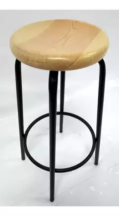 Banco Laboratorio Base Acero Tubular, Asiento De Madera Pino - comprar en línea