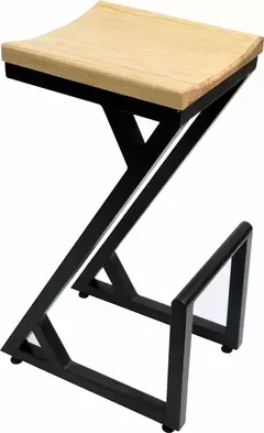 4 Bancos Para Bar Soporte De Acero Y Asiento Pino Moldeado - comprar en línea
