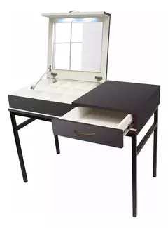 Imagen de Mesa Cosmetiquera Estructura Tubular Acero Cajonera Melamina