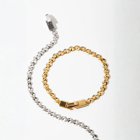 Pulseira elos lisos dourada banhada em ouro 18K