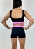 CONJUNTO BELLY - TOP +SHROTS POLIAMIDA PRETO COM ROSA - Hunter Warriors