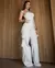 Calça Jeans Wide Leg Feminina Relaxed Cargo Branca
