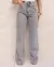 Calça Jeans Wide Leg Feminina Cintura Alta Básica Algodão -Cinza - More Modas