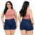 Short Jeans Feminino Plus Size Barra Dobrada Preto - LojaVerdiModas
