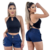 Imagem do Kit 2 Shorts Jeans Femininos Botões Laterais com Lycra
