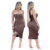 Vestido Feminino Tomara que Caia Marrom com Fenda Lateral na internet
