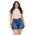 Short Jeans Feminino Plus Size 4 Botões Lavagem Clara