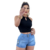 Short Jeans Feminino Botões Laterais Lavagem Clara
