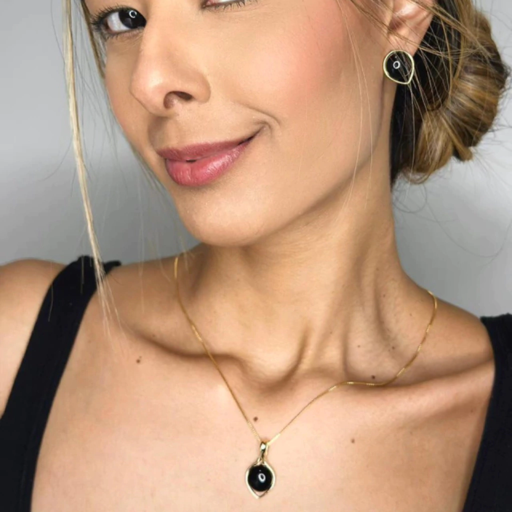 Conjunto ágata preta