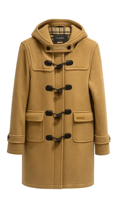Casaco Duffle Camel com Capuz