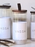 FRASCO REDONDO 900ML LÍNEA VASSA CON VIDRIO A RAYAS Y TAPA DE ACACIA