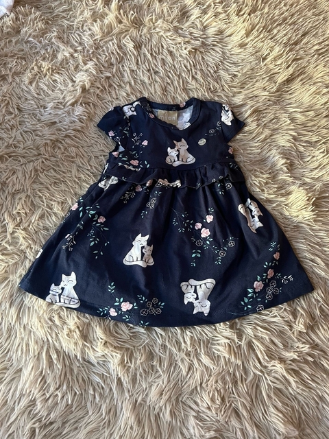 vestido Milon estampa de gatinho c body por baixo 