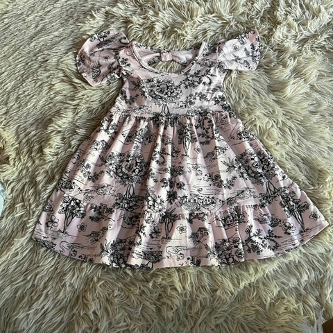 Vestido rosa estampado milon