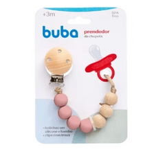 PRENDEDOR DE CHUPETA SILICONE E BAMBU - BUBA