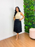 Saia Cintia Midi com Bolsos e Lastex | Thays Balla - comprar online