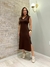Vestido Midi Noire em Moletinho Regata com Decote V e Fendas Laterais | Thays Balla - Thays Balla