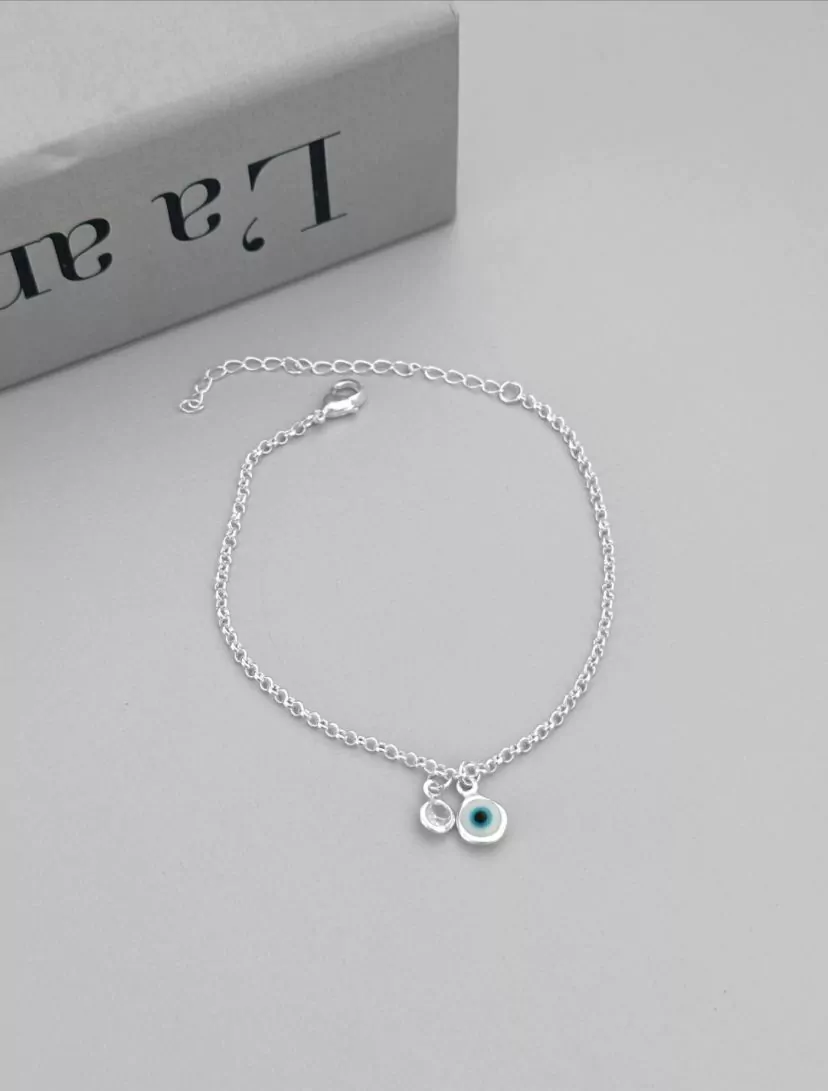 Pulseira olho grego + ponto de luz 925