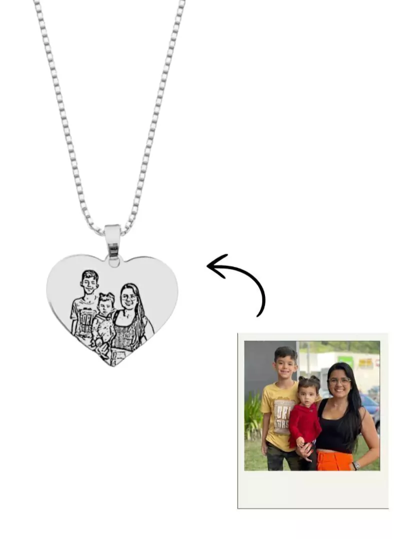 Colar personalizado foto - coração