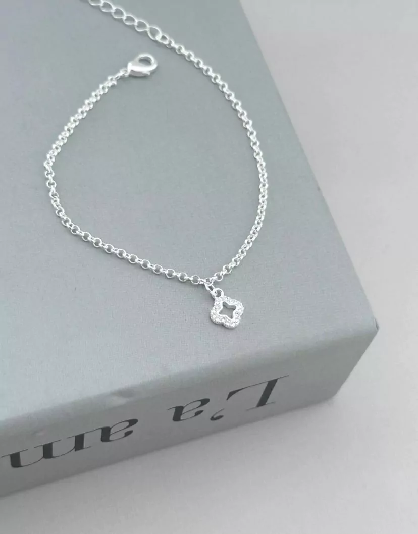 Pulseira trevinho cravejado mini 925