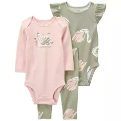 Carter´s Set 3 Piezas Body mangas largas, Body mangas cortas y Pantalón "Cisnes" - comprar online