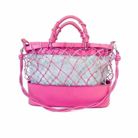 Bolsa Tramas de Couro Magenta e Light Purple G - comprar online