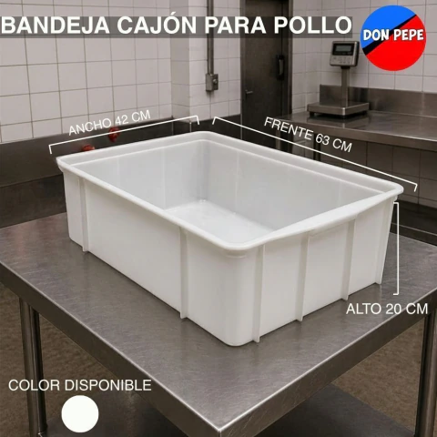 BANDEJA PLASTICA JM F 9500 (63X42 ALT 20 CM) CAJON POLLO