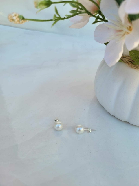 Aros pelotas blancas plata