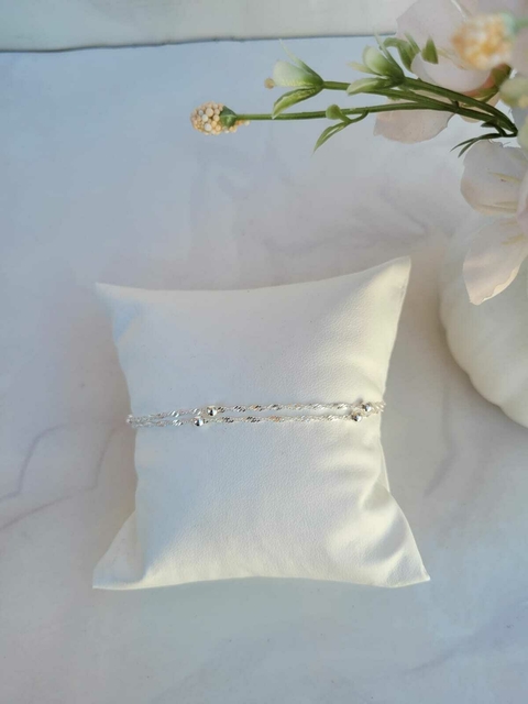 Pulsera doble singapur con esferas