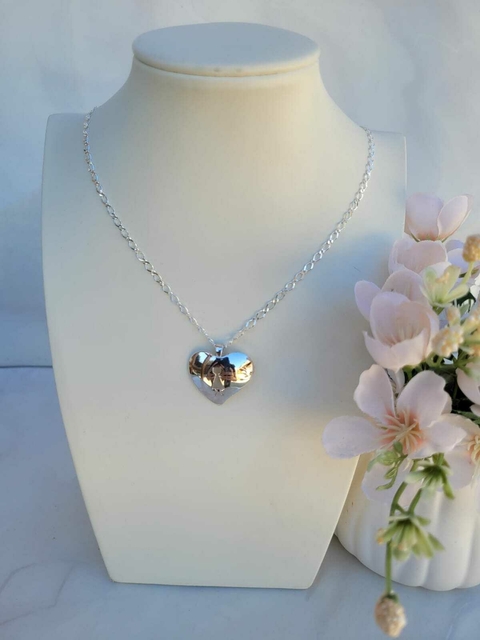 Cadena rombo con colgante corazon niña