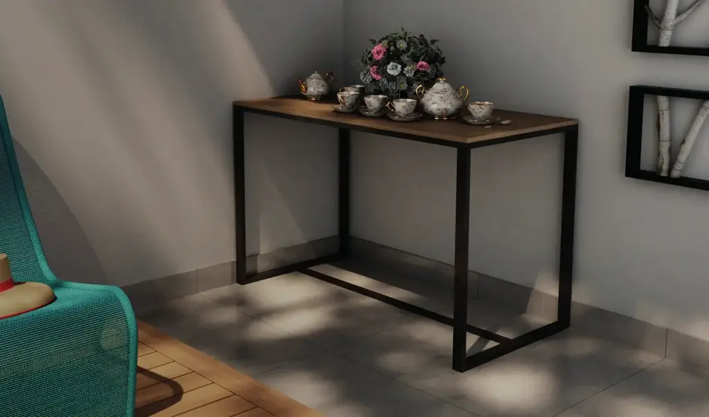 Mesa em Aço e Madeira com Tampo Amplo
